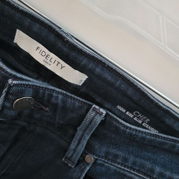 NEW 29 Fidelity Denim CHER High Rise Slim Straight LIGHTLY DISTRESSED Jeans NWOT - Picture 7 of 11